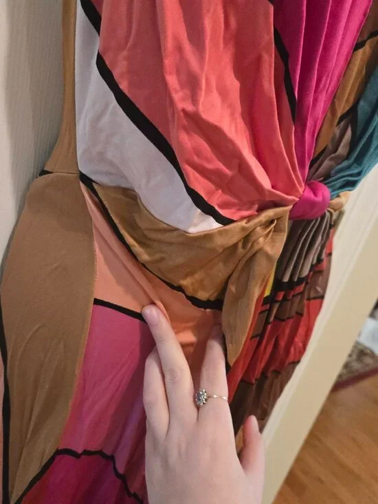 Issa London Silk Rainbow Halter Sleeveless Maxi Dress Size 10 - Picture 8 of 13